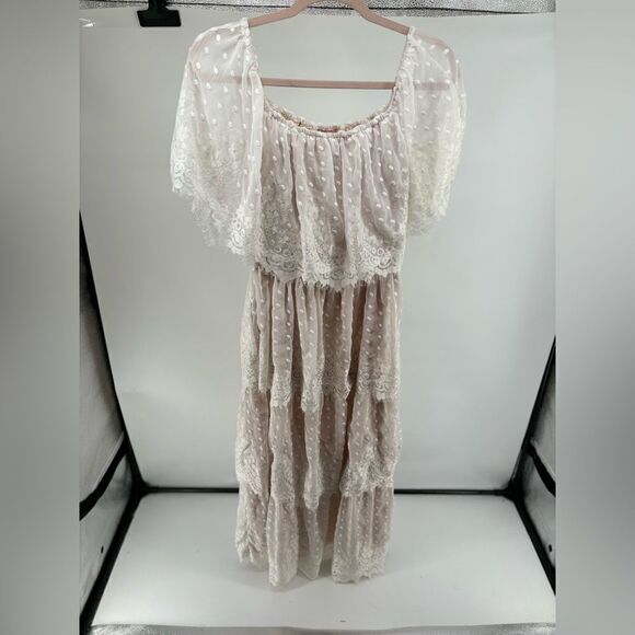 Show Me Your MuMu white Lana lace long dress size XL romantic - Picture 7 of 10